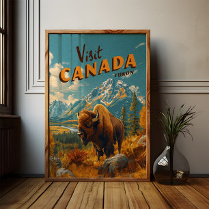 Poster du bison du Canada du Yukon - Art Vintage v