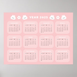 Poster du calendrier 2025 de Cute Bunny
