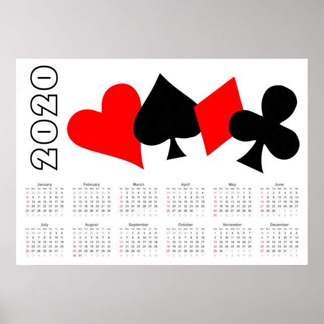 Poster du calendrier de poker 2020 (Devant)
