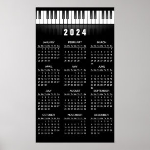 Poster du calendrier mural 2024 pour clavier de pi