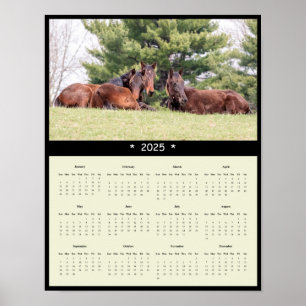 Poster du calendrier mural 2025 des chevaux