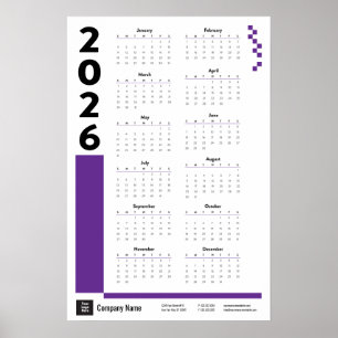 Poster du calendrier mural d'entreprise Purple 202
