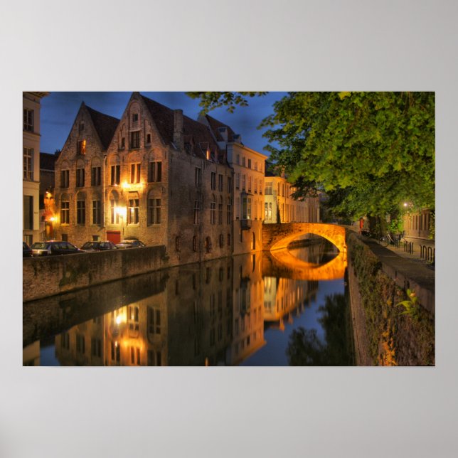 Poster du canal Dusk de Bruges Belgique (Devant)