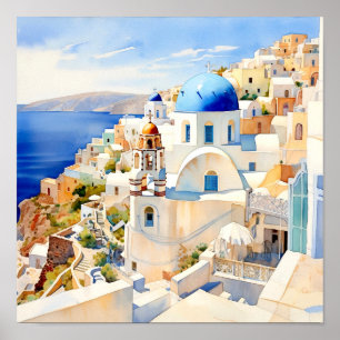 Poster du Carré d'Art Mur de Santorin Grèce