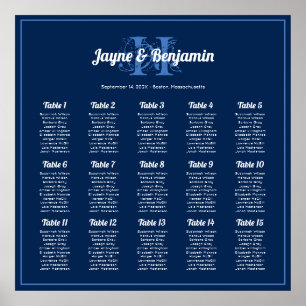 Poster du Carré de la carte de siège bleu marine