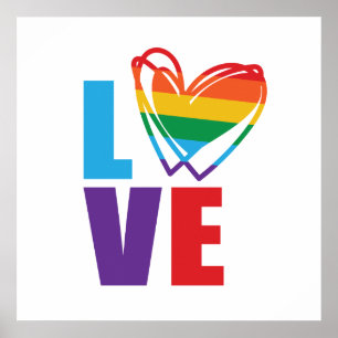Poster du Carré Rainbow Love Heart