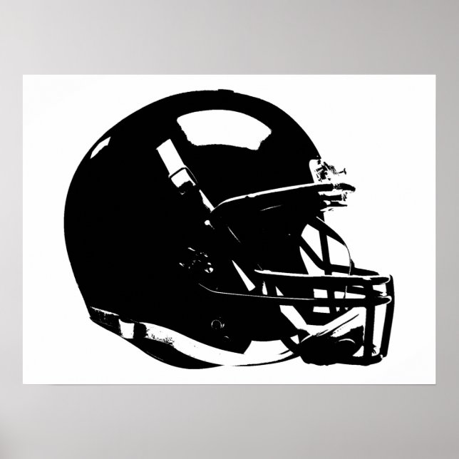 Poster du casque de football Black White Pop Art (Devant)