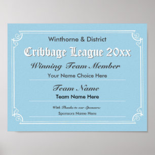 Poster du certificat de concours de Cribbage