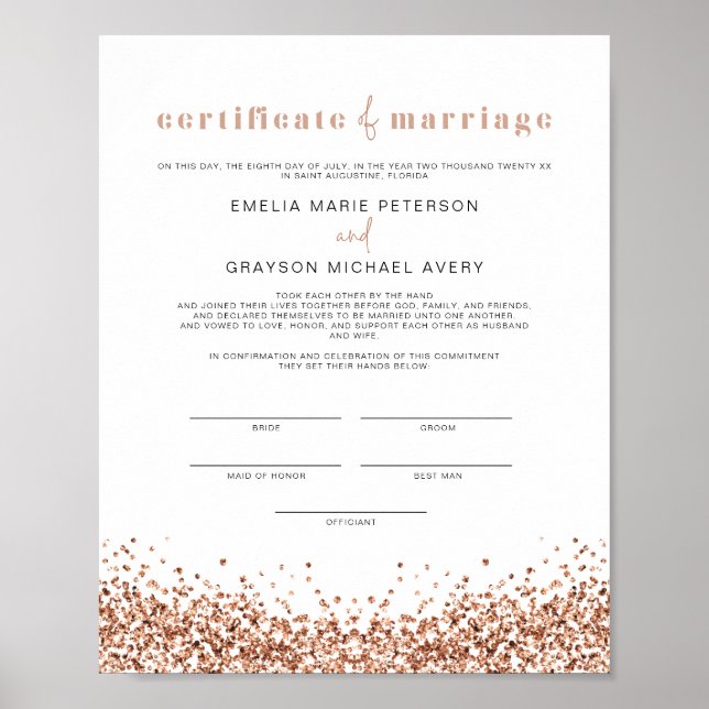 Poster du certificat de mariage d'or Rose de REGIN (Devant)
