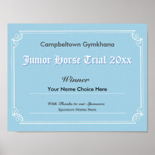 Poster du certificat du vainqueur des épreuves de