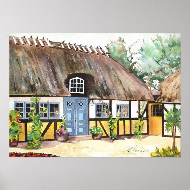 Poster du chalet irlandais sur le toit de chaume d (Devant)