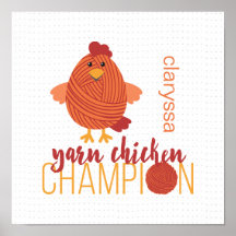 Poster du champion du poulet rouge et orange
