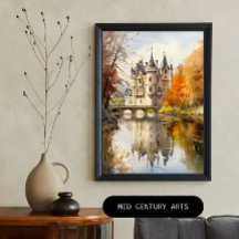 Poster du château français aquarelle