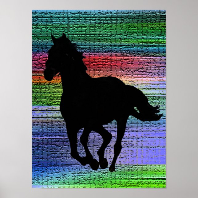 Poster du cheval de course noir (Devant)