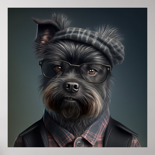Poster du chien d'Affenpinscher Hipster (Devant)