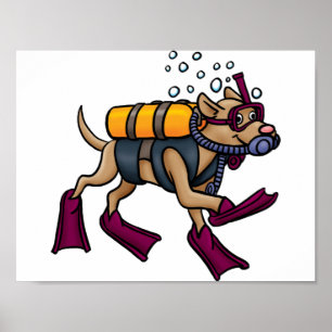 Poster du chien de plongée sous-marine