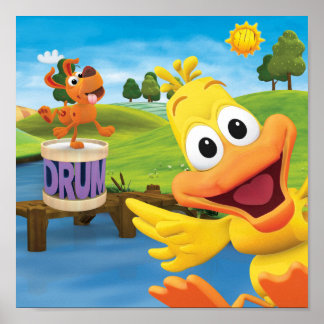 Poster du chien et du canard de WordWorld Dancing