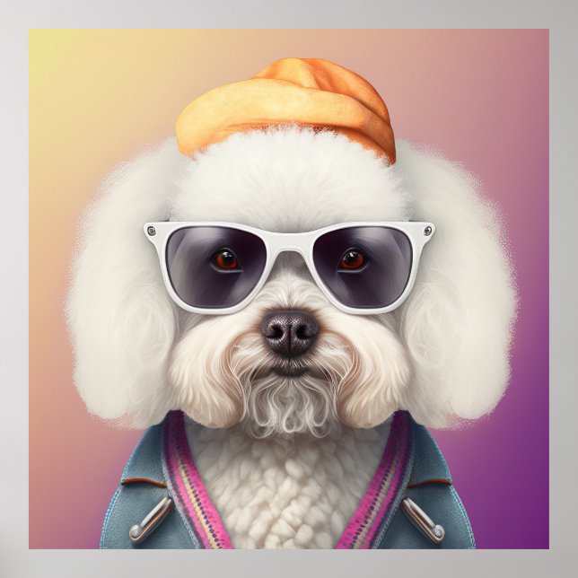 Poster du Chien Hipster de Bichon Frise (Devant)