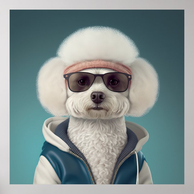 Poster du Chien Hipster de Bichon Frise (Devant)