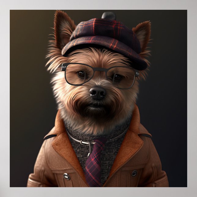 Poster du Chien Hipster de Cairn Terrier (Devant)