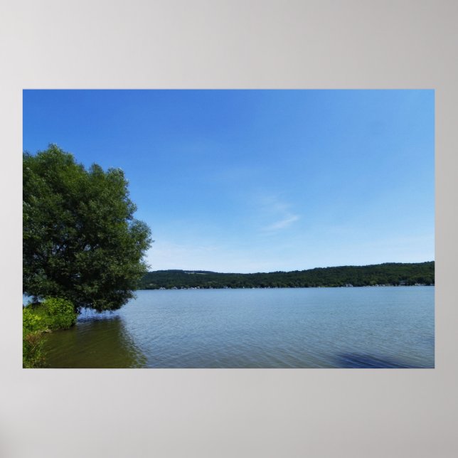 Poster du ciel bleu sur le lac Otisco (Devant)