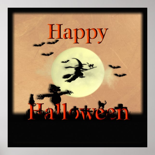 Poster du cimetière de sorcières d'Halloween (Devant)