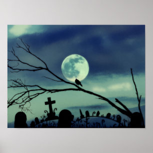 Poster du cimetière Pleine lune foncée douce