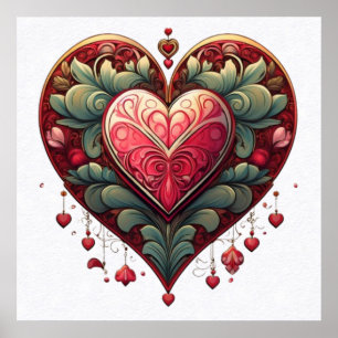 Poster du coeur ornemental