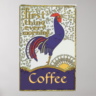 Poster du coq vintage, modifier le texte