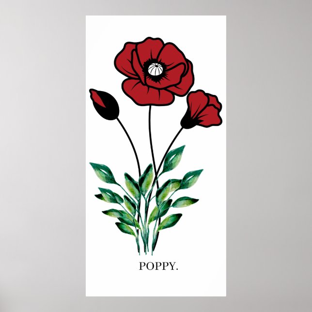 Poster du coquelicot août Fleur du mois de naissan (Devant)