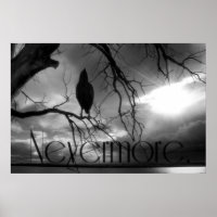 Poster du Corbeau - Nevermore Sunbeams Tree B&W