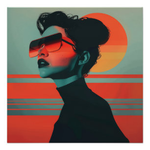 Poster du coucher de soleil de la femme moderne te