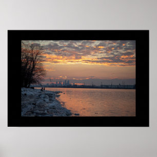 Poster du coucher de soleil de la rivière Winterti