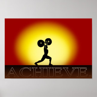 Poster du coucher de soleil de Weightlifter