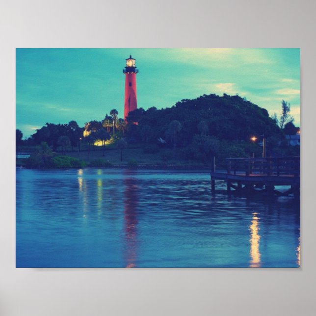 Poster du coucher de soleil du phare cool (Devant)
