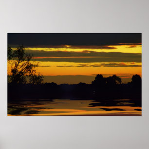 Poster du coucher de soleil en or liquide