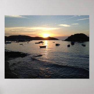 Poster du coucher de soleil sur la plage brésilien