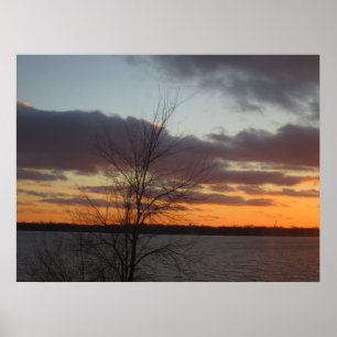 Poster du coucher de soleil sur le lac