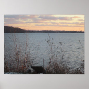 Poster du coucher de soleil sur le lac Shore