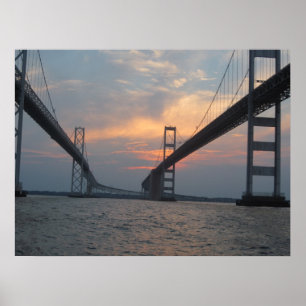 Poster du coucher du soleil du pont de la baie Che