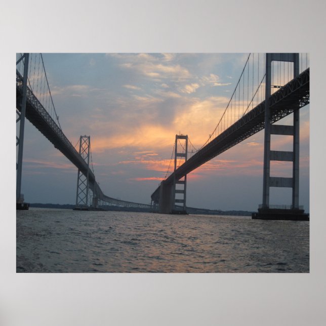 Poster du coucher du soleil du pont de la baie Che (Devant)