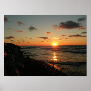 Poster du coucher du soleil sur le lac Michigan