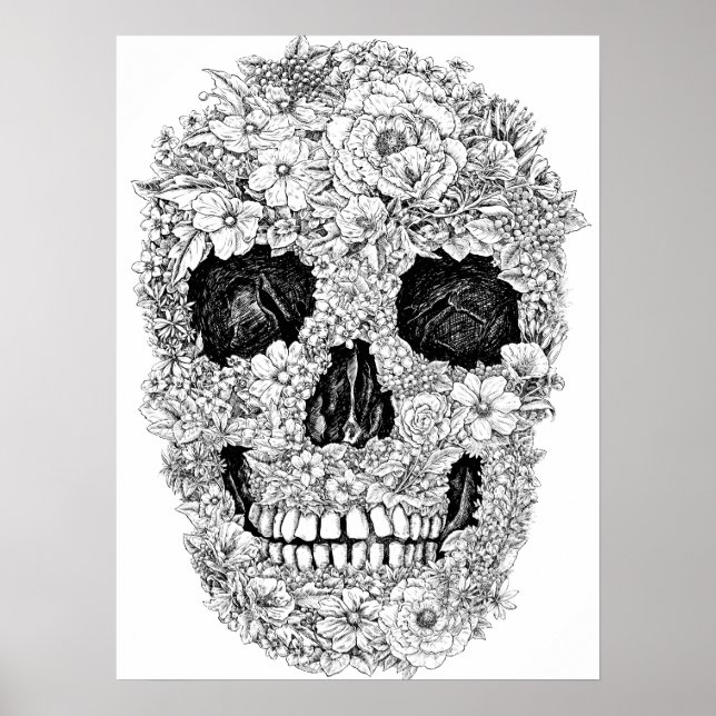 Poster du crâne de fleurs (Devant)