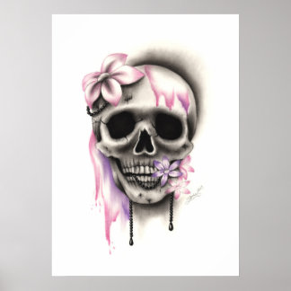 Poster du crâne de fleurs douces