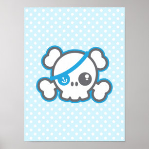 Poster du crâne du pirate Kawaii Imprimer