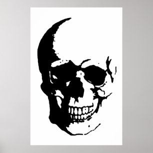 Poster du crâne - Imaginaire en métal noir et blan