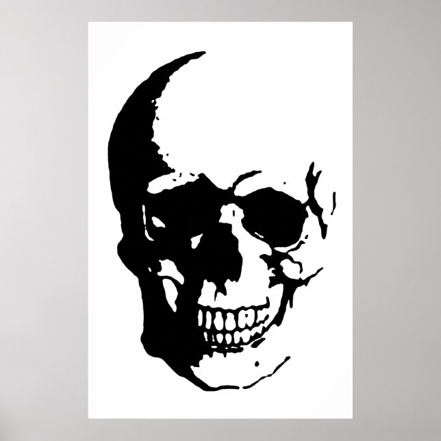Poster du crâne - Imaginaire en métal noir et blan (Devant)