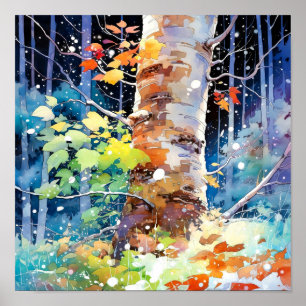 Poster du décor de la forêt de nuit