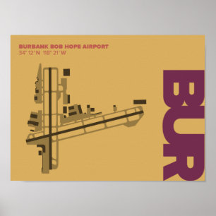 Poster du diagramme de Burbank Bob Hope Airport (B