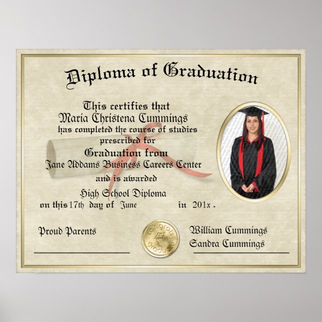 Poster du Diplôme Cadeau Diplômé (Devant)